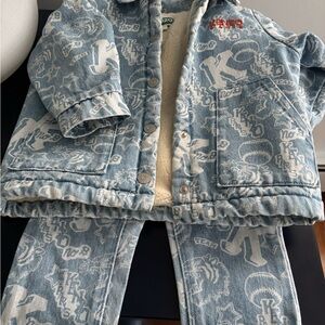 Kenzo Light Blue Graphic Kids Jeans set